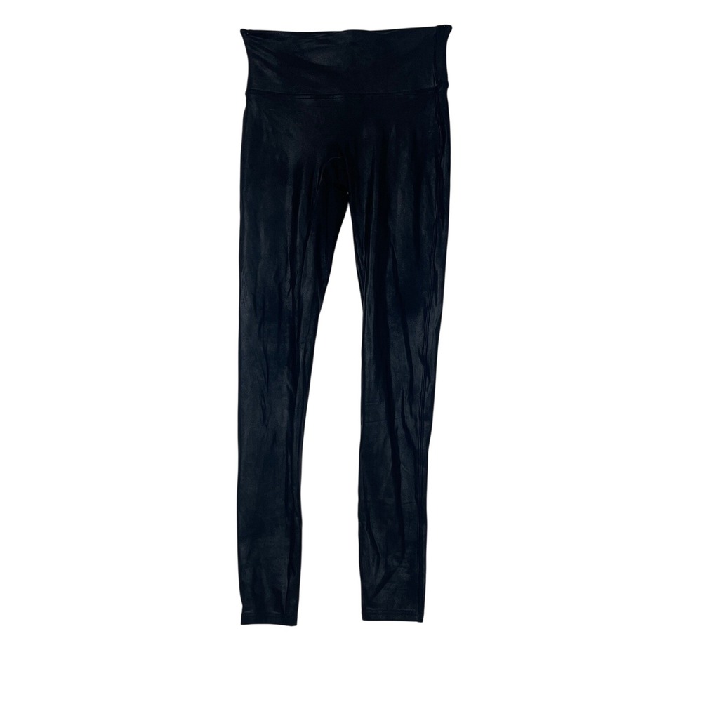 Spanx Faux Leather Leggings High Waisted Black Pull On Style Comfortable Women's